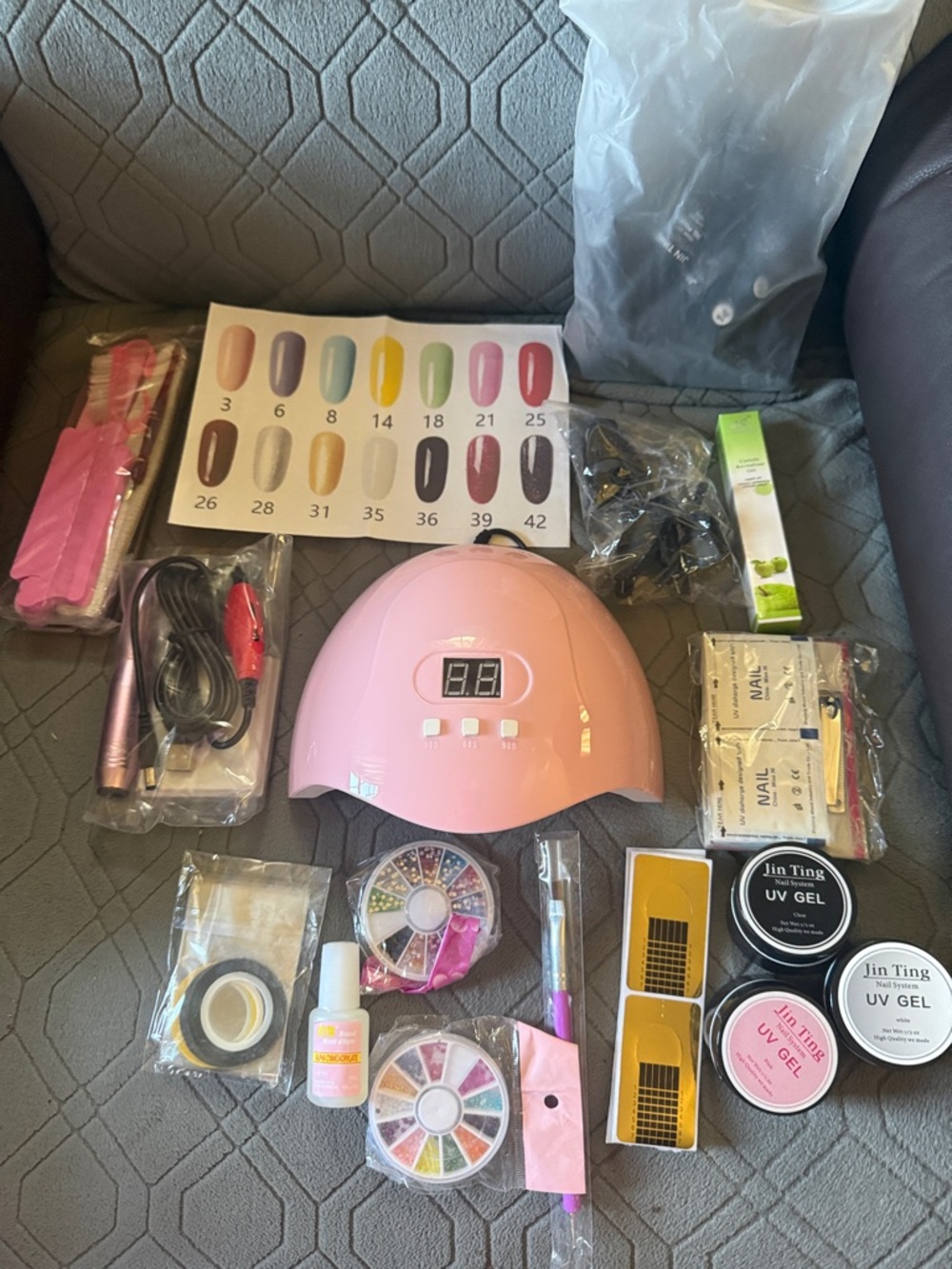 Pink LED Nail Lamp & Full Nail Art Kit